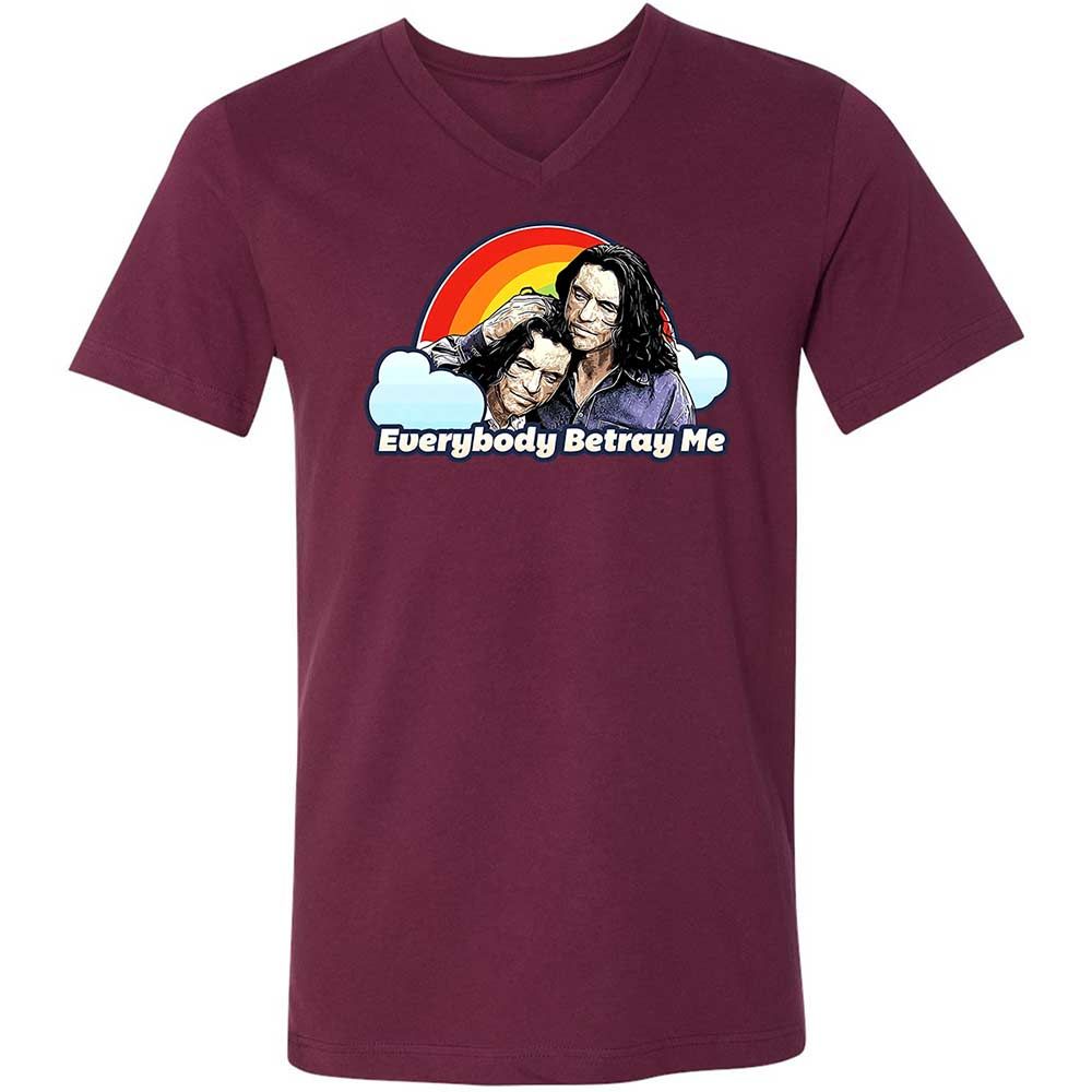 Unisex V-Neck T-Shirt - CZCXWZ7F - Maroon - 8