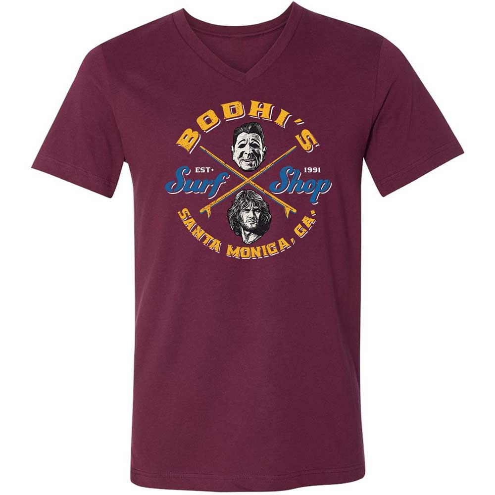 Unisex V-Neck T-Shirt - E9SJ7GZC - Maroon - 8