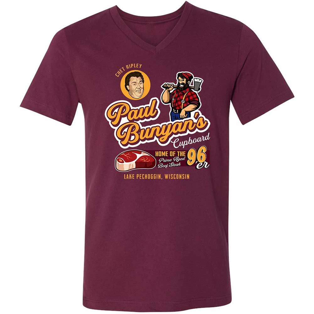 Unisex V-Neck T-Shirt - NMBQLXXF - Maroon - 8
