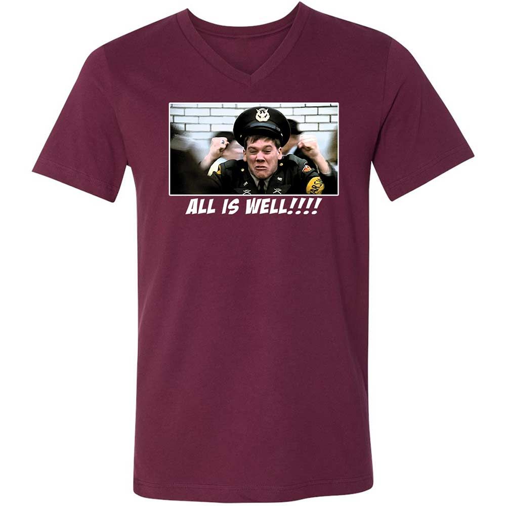 Unisex V-Neck T-Shirt - Q6XM7DZE - Maroon - 8