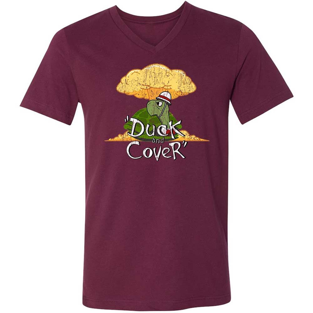Unisex V-Neck T-Shirt - 36XJ19J9 - Maroon - 8