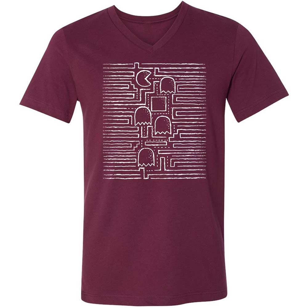 Unisex V-Neck T-Shirt - 8PL4Z4XW - Maroon - 8