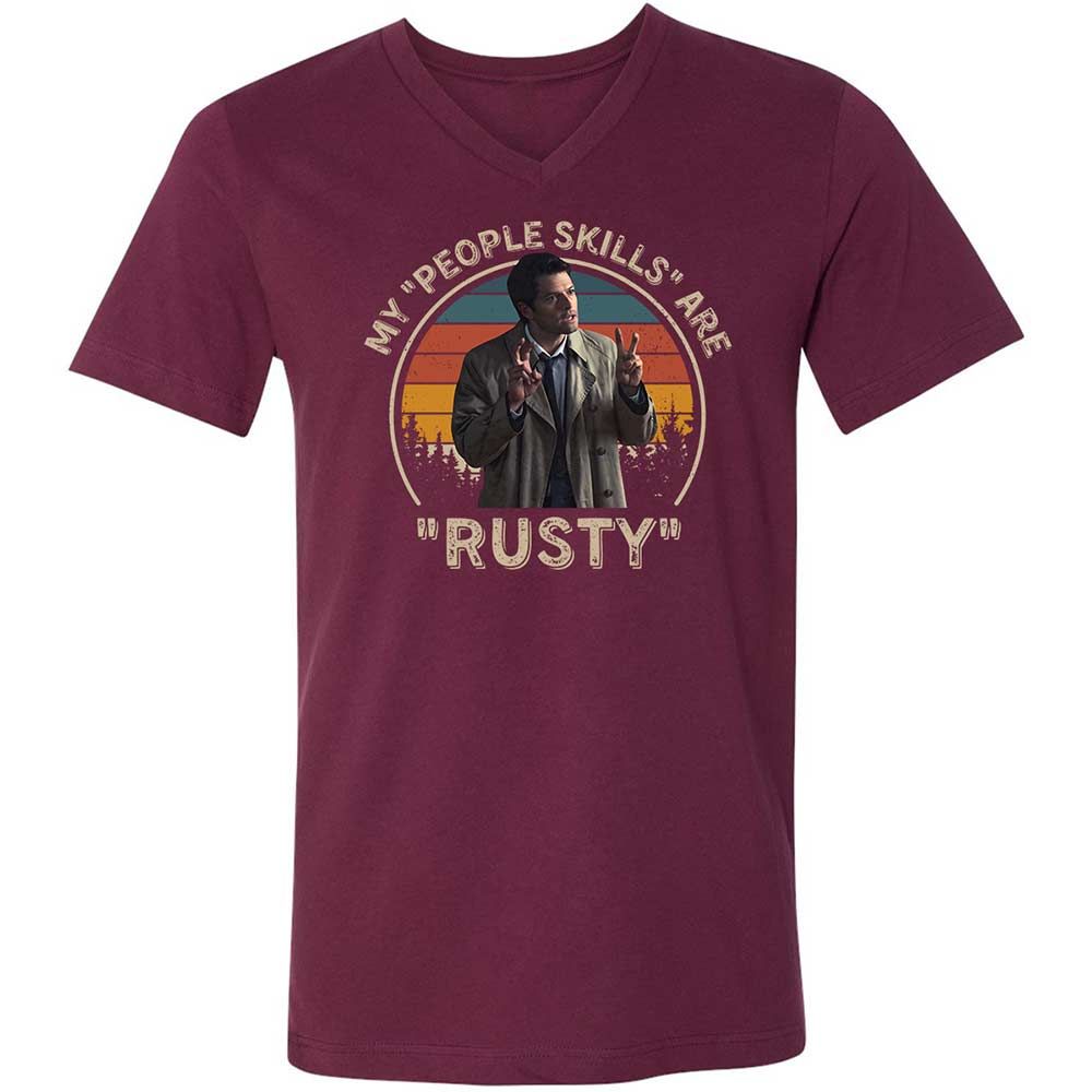 Unisex V-Neck T-Shirt - LGF22UEF - Maroon - 8