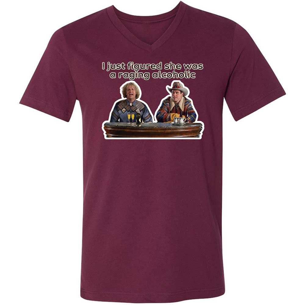 Unisex V-Neck T-Shirt - T52LTPFU - Maroon - 8