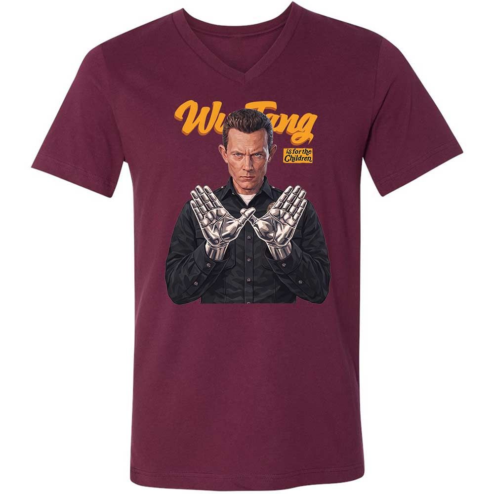 Unisex V-Neck T-Shirt - Black - Maroon - 8