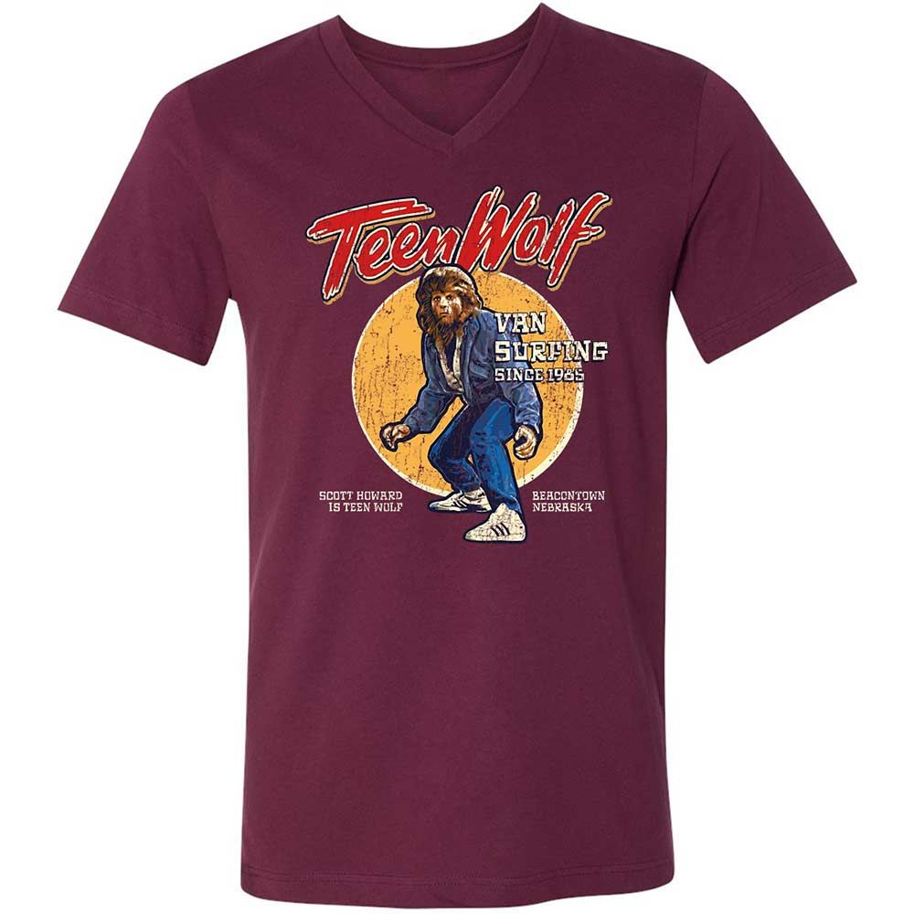 Unisex V-Neck T-Shirt - R9XFT5J6 - Maroon - 8