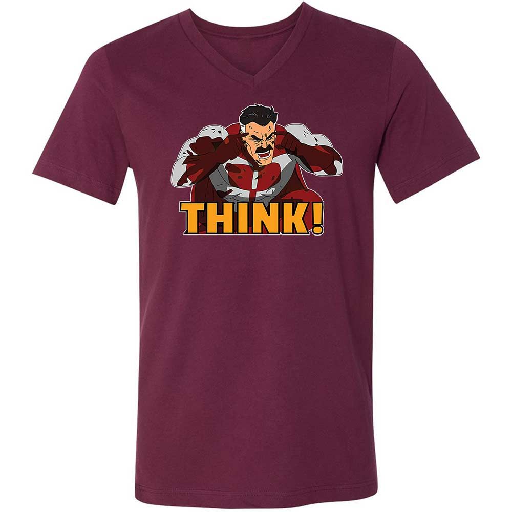 Unisex V-Neck T-Shirt - R68FZMJJ - Maroon - 8
