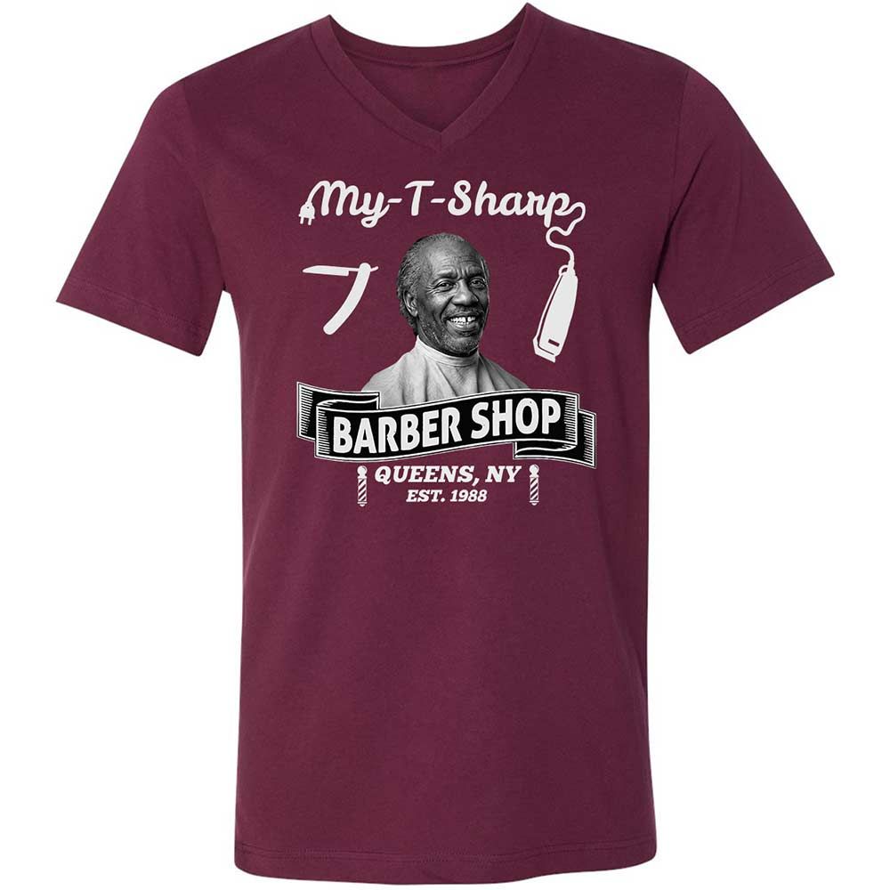 Unisex V-Neck T-Shirt - SAJXT2FT - Maroon - 8