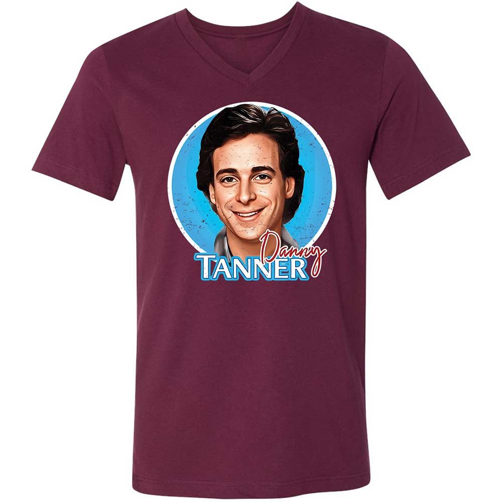 Unisex V-Neck T-Shirt - 9XG6WXZQ - Maroon - 8