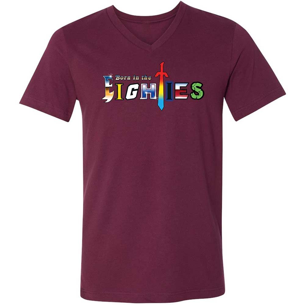 Unisex V-Neck T-Shirt - KYNKF3H1 - Maroon - 8