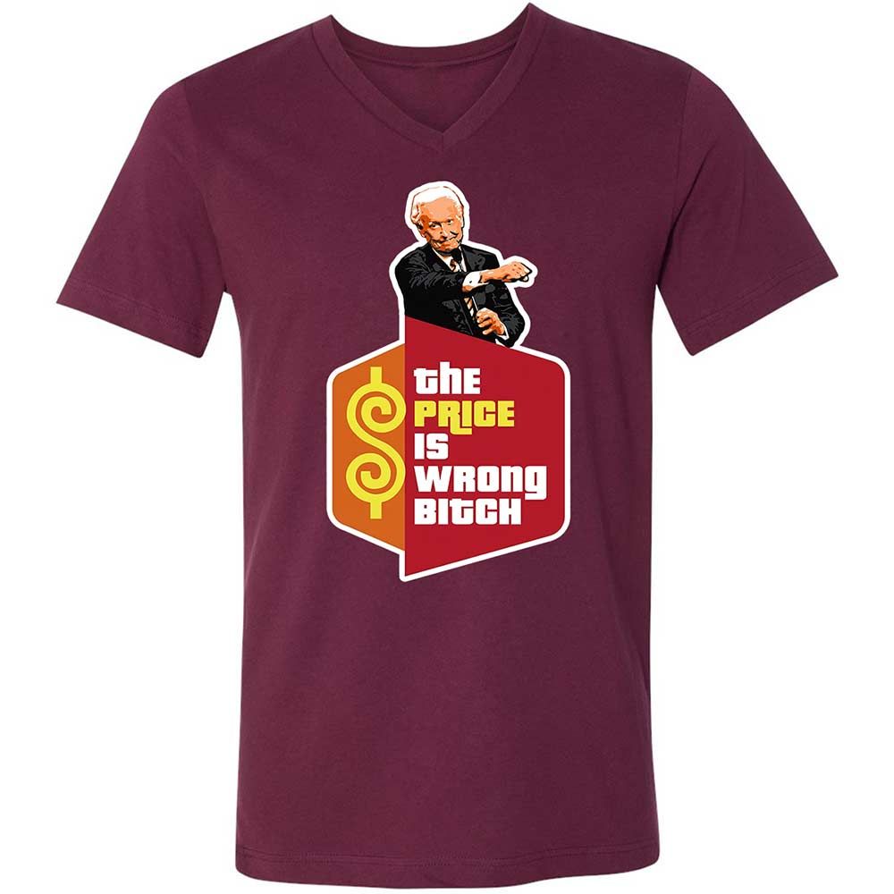Unisex V-Neck T-Shirt - BS3J9KMJ - Maroon - 8