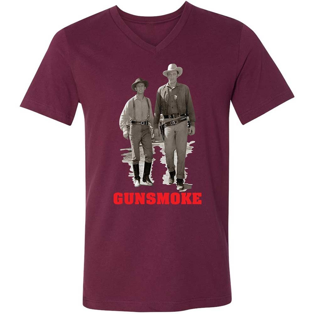 Unisex V-Neck T-Shirt - J6JGGQX9 - Maroon - 8