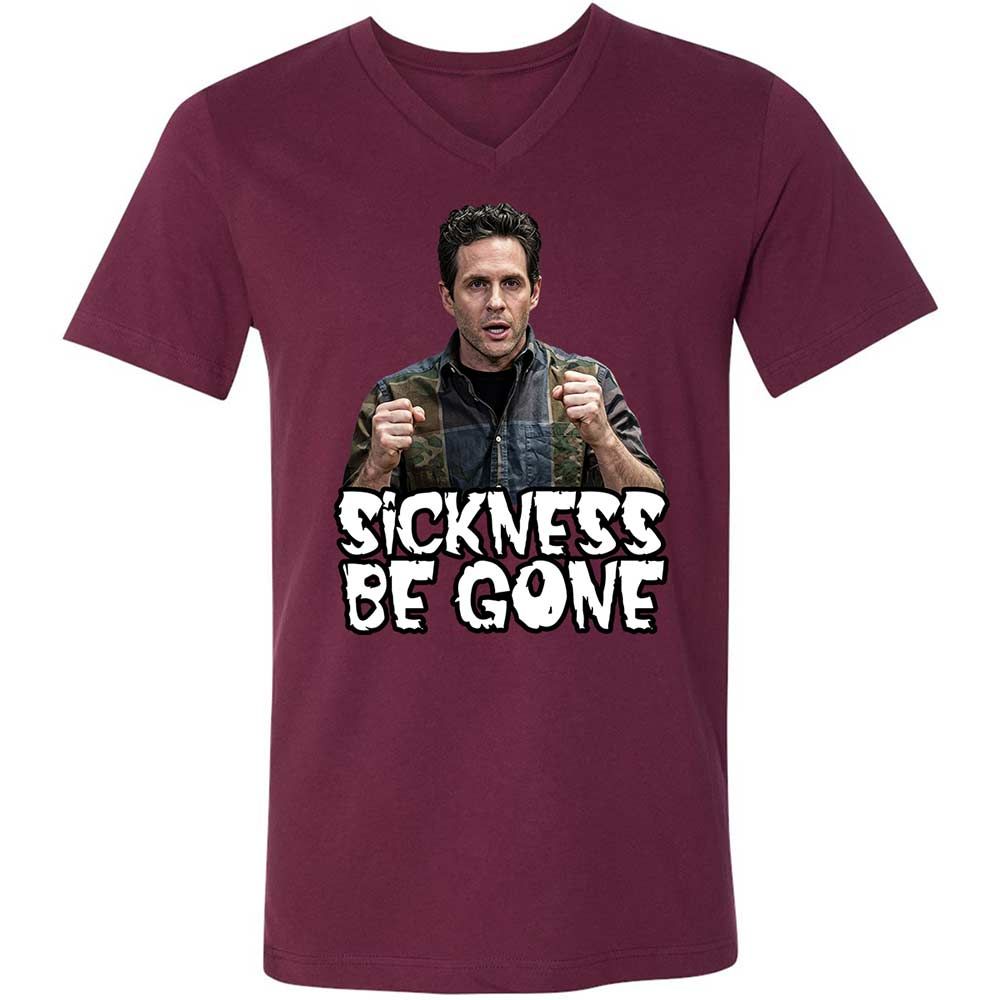 Unisex V-Neck T-Shirt - 5QDSN4E9 - Maroon - 8