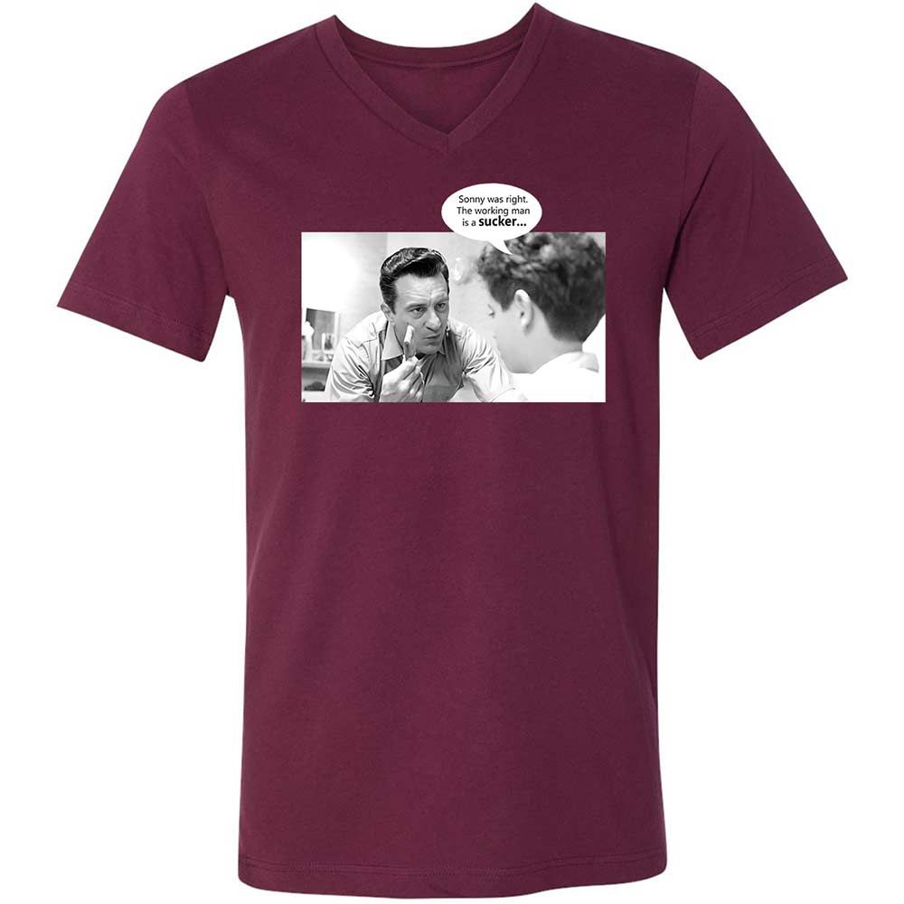 Unisex V-Neck T-Shirt - 1XFDQHCD - Maroon - 8