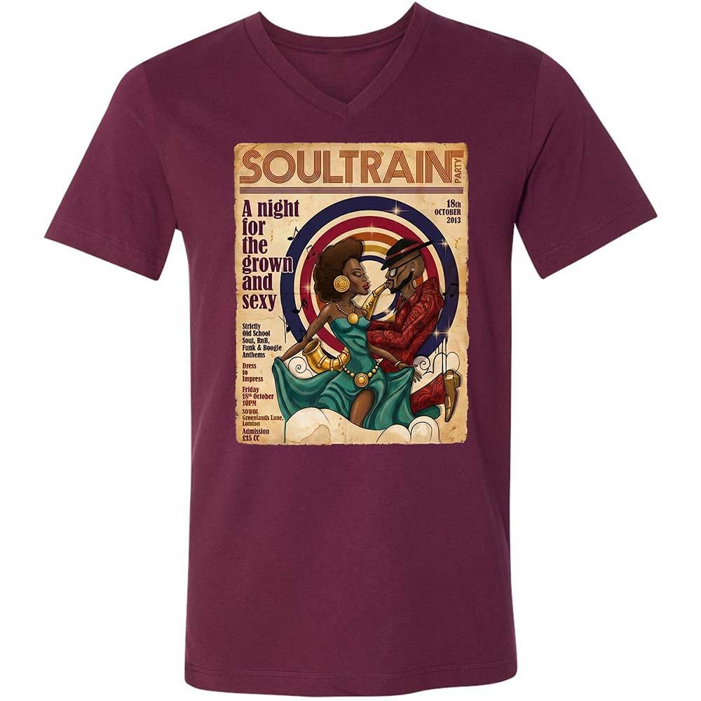 Unisex V-Neck T-Shirt - H2P2D4DT - Maroon - 8