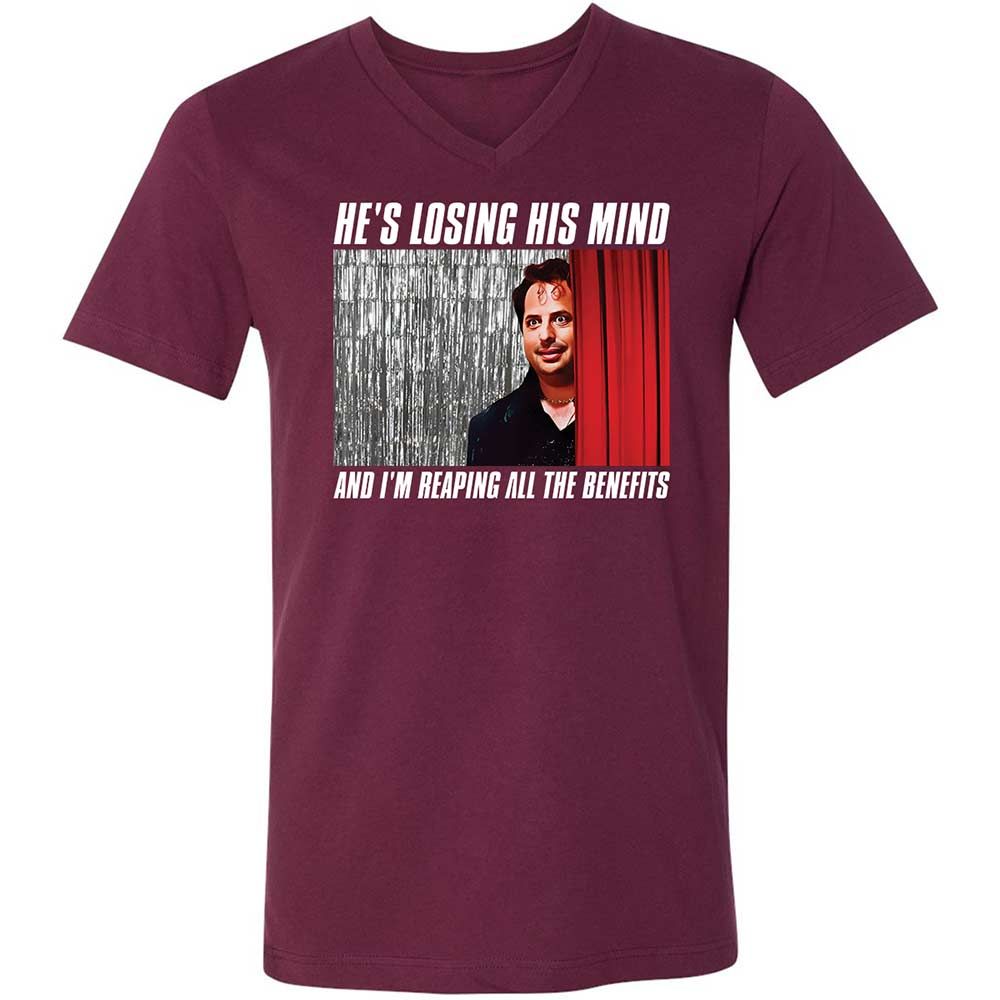 Unisex V-Neck T-Shirt - P4BUF1LH - Maroon - 8