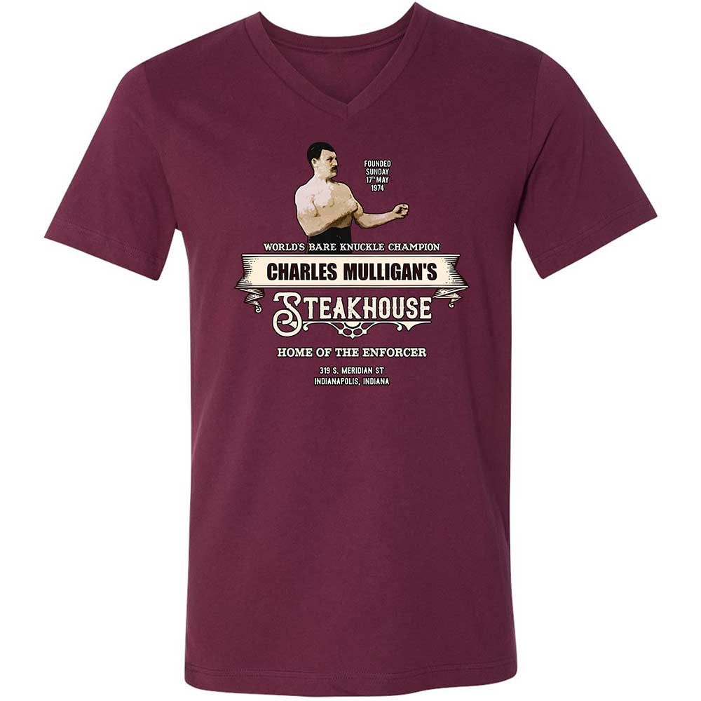 Unisex V-Neck T-Shirt - ESYKZRM8 - Maroon - 8