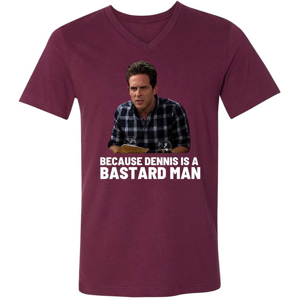 Unisex V-Neck T-Shirt - 2BV5YD9Z - Maroon - 8