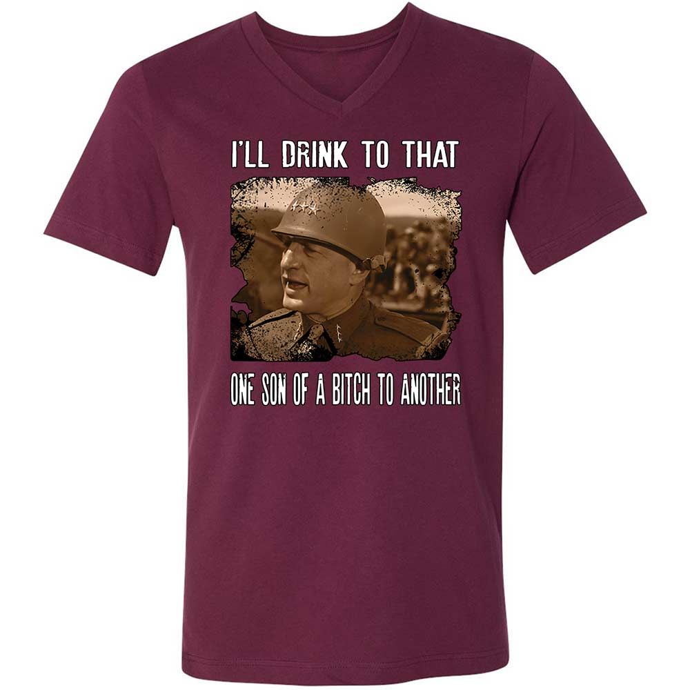 Unisex V-Neck T-Shirt - 4W4V21LE - Maroon - 8