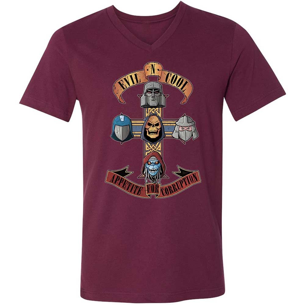 Unisex V-Neck T-Shirt - X9VN7665 - Maroon - 8