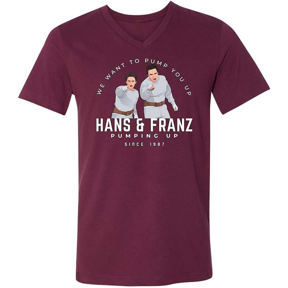 Unisex V-Neck T-Shirt - B6JXCDVC - Maroon - 8