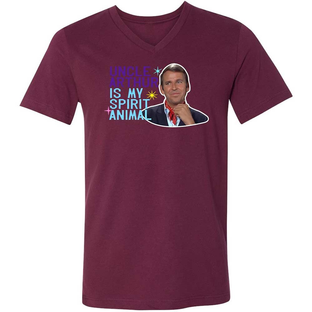 Unisex V-Neck T-Shirt - QBVG3XTZ - Maroon - 8