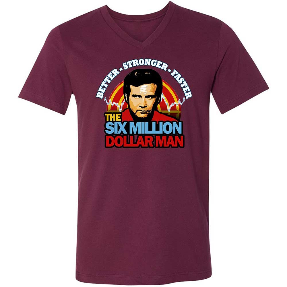 Unisex V-Neck T-Shirt - QSMJH3KN - Maroon - 8