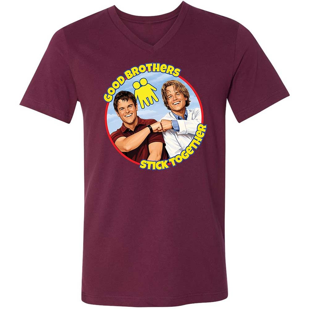 Unisex V-Neck T-Shirt - 9YXV6ECJ - Maroon - 8