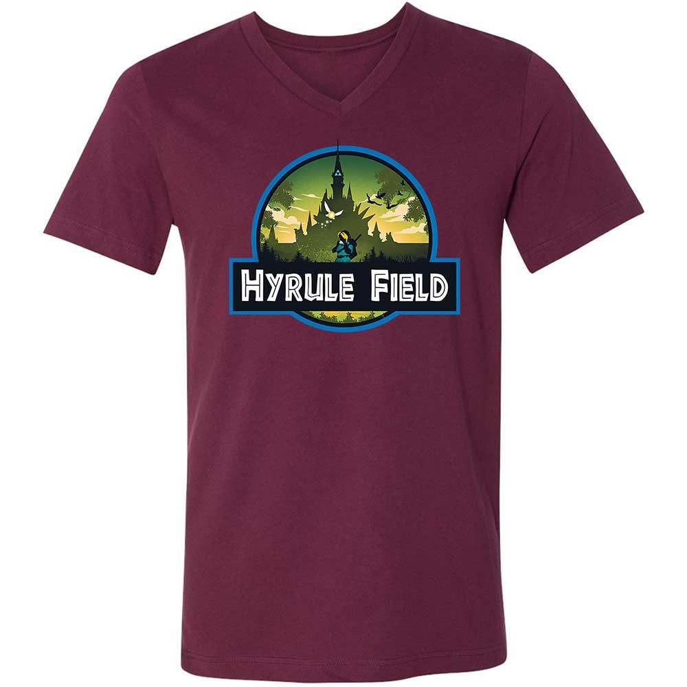 Unisex V-Neck T-Shirt - H89LA6DW - Maroon - 8