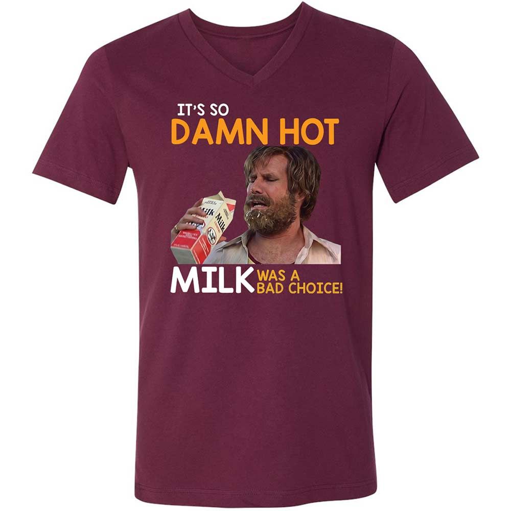 Unisex V-Neck T-Shirt - TZDVDHMY - Maroon - 8