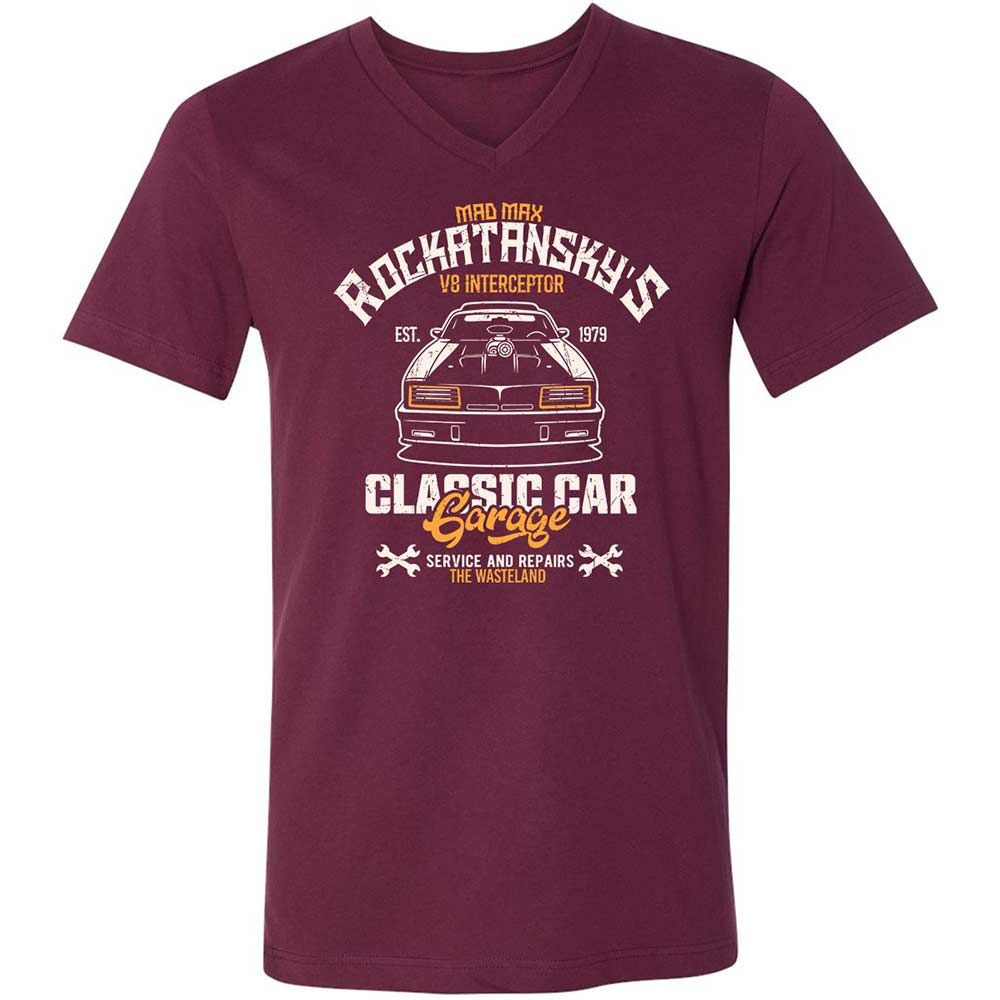 Unisex V-Neck T-Shirt - RN6ZEVTQ - Maroon - 8