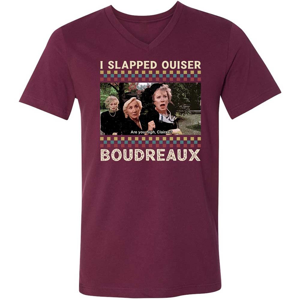 Unisex V-Neck T-Shirt - SJ52SQH4 - Maroon - 8
