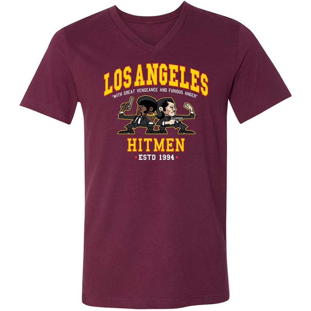 Unisex V-Neck T-Shirt - PL6QXWZZ - Maroon - 8