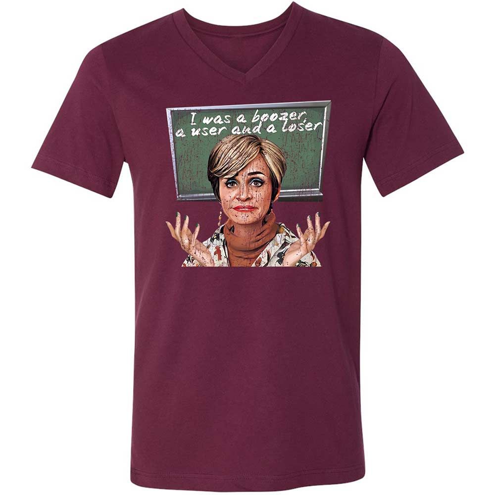 Unisex V-Neck T-Shirt - 6CY4NKKH - Maroon - 8