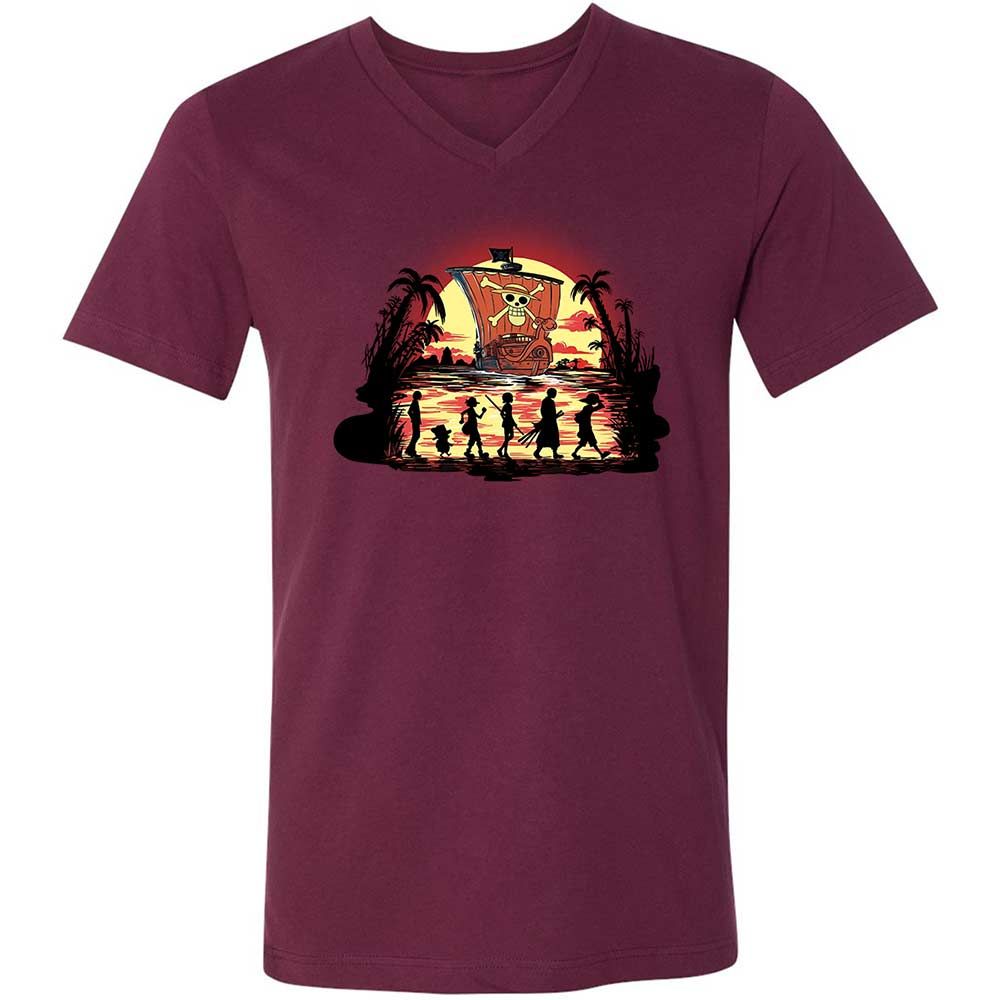 Unisex V-Neck T-Shirt - 94GAHYGS - Maroon - 8