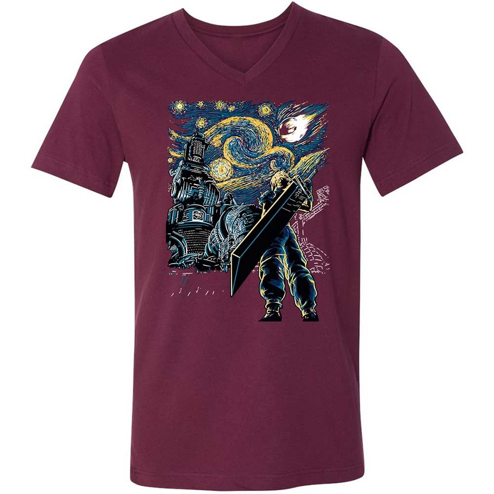 Unisex V-Neck T-Shirt - BH7BAXPF - Maroon - 8