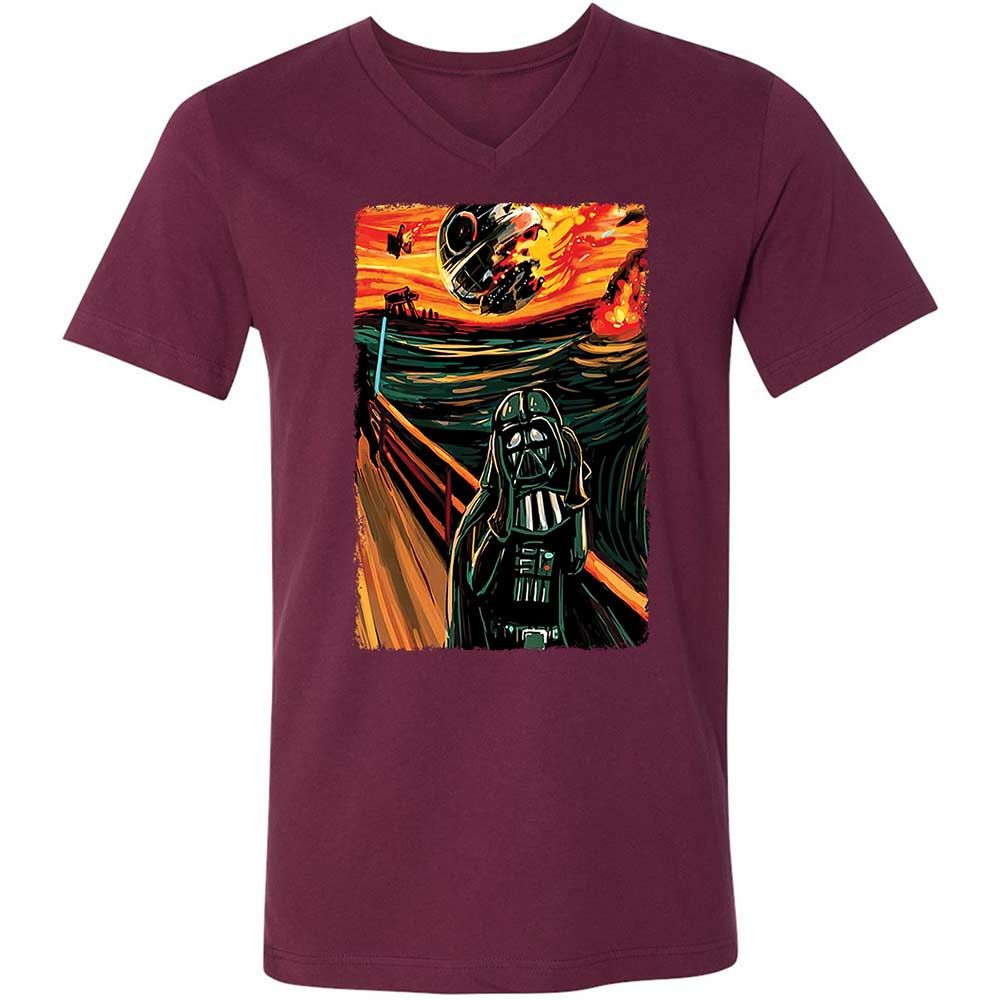 Unisex V-Neck T-Shirt - ELXAMP82 - Maroon - 8