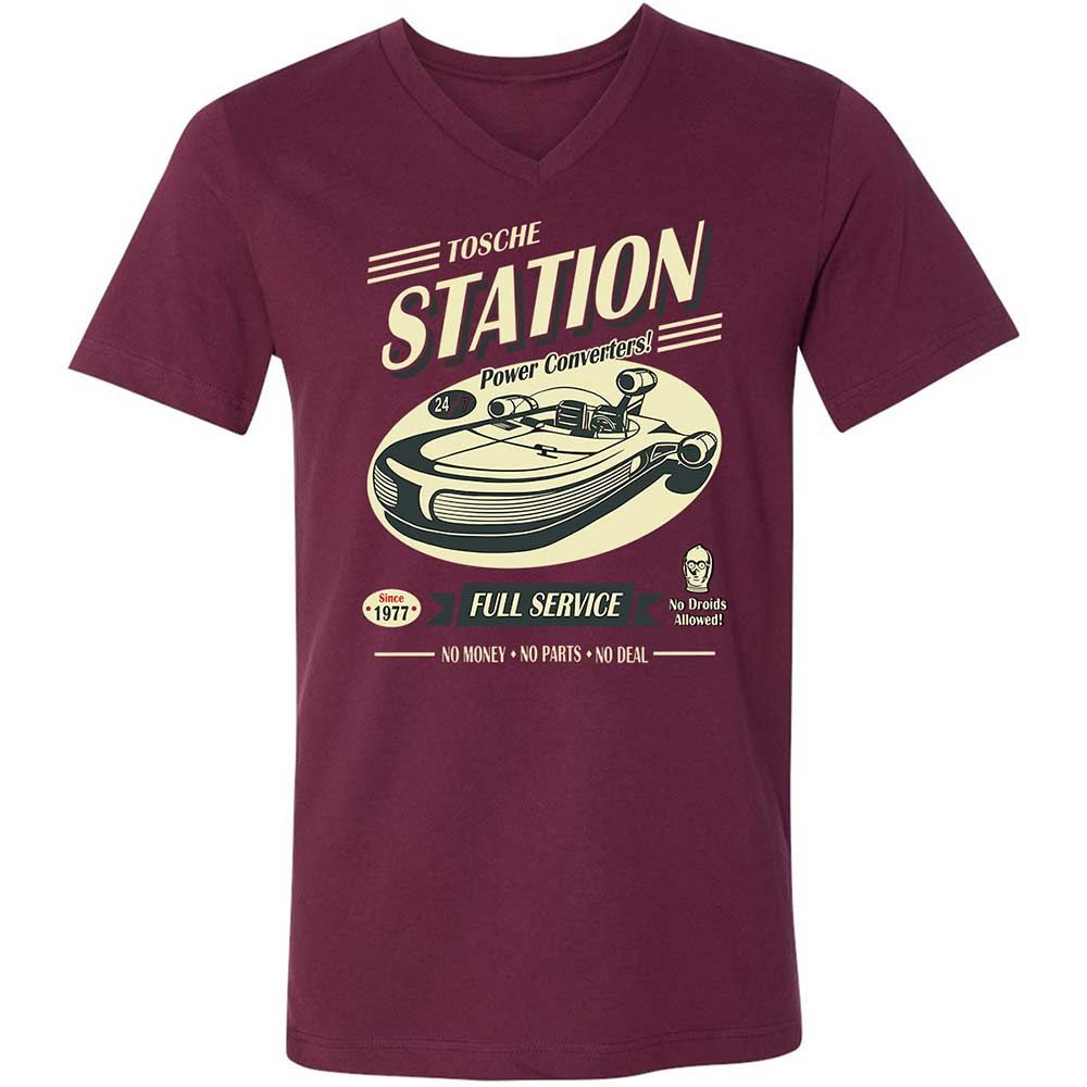 Unisex V-Neck T-Shirt - 83EFXEJU - Maroon - 8