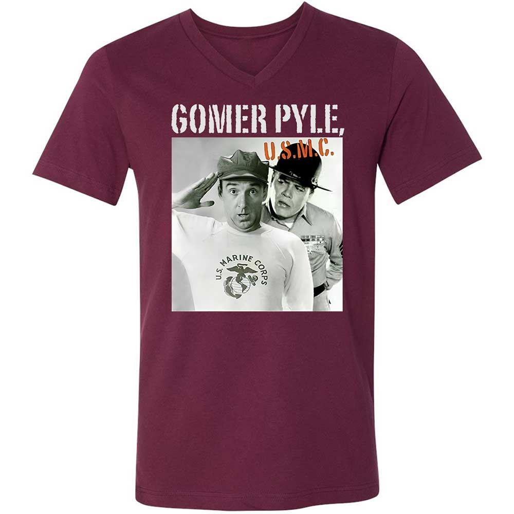 Unisex V-Neck T-Shirt - AB1K4EEC - Maroon - 8