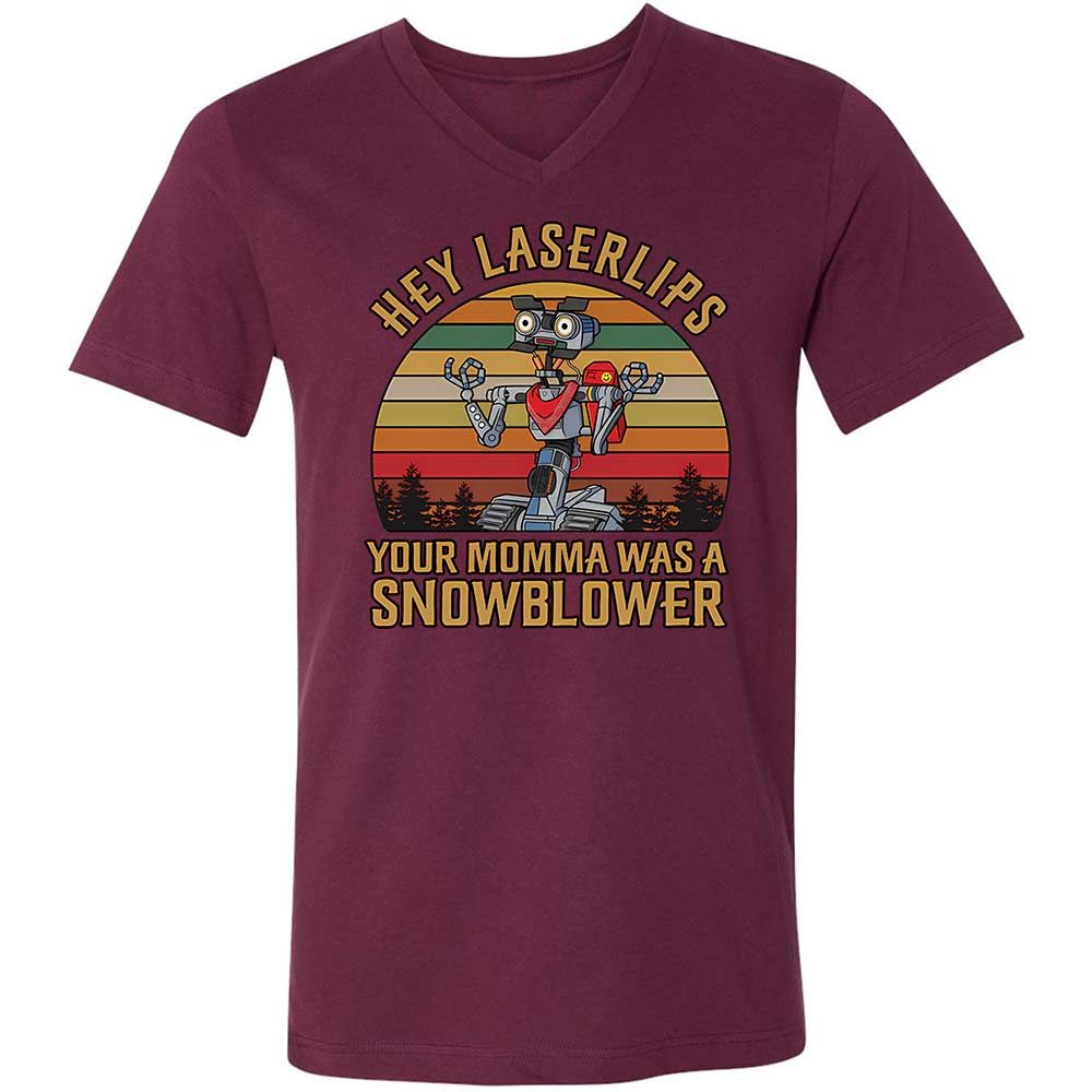 Unisex V-Neck T-Shirt - CG9RRLDU - Maroon - 8
