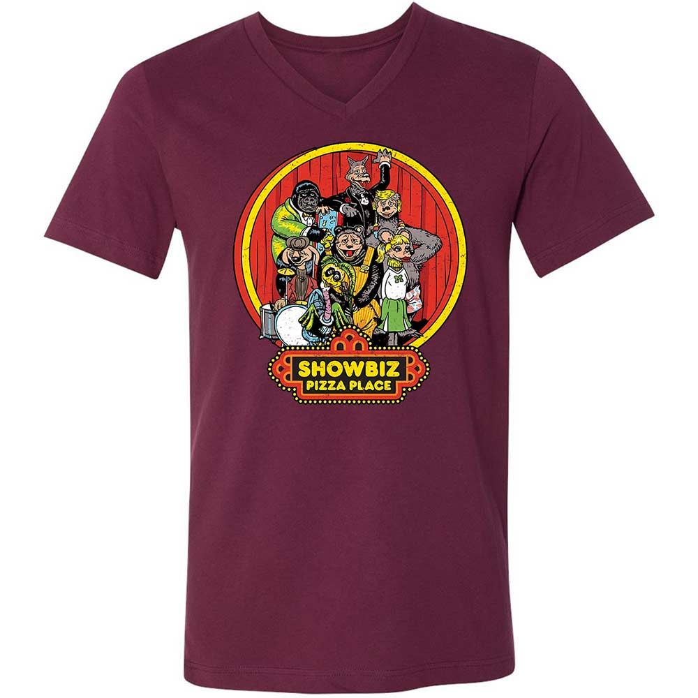 Unisex V-Neck T-Shirt - B89VCUJU - Maroon - 8