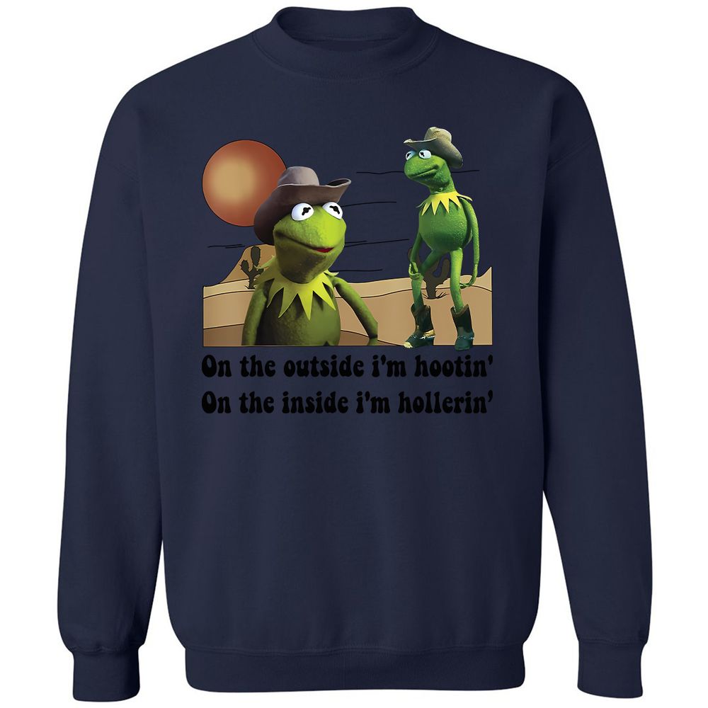 On the outside I'm hootin on the inside I'm hollerin - Navy - 8