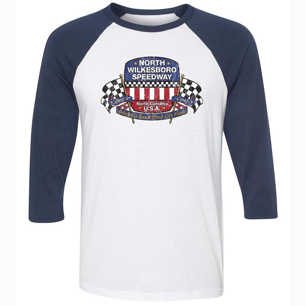 Unisex 3/4 Baseball Tee - 85WRAU1F - White/Navy - 8