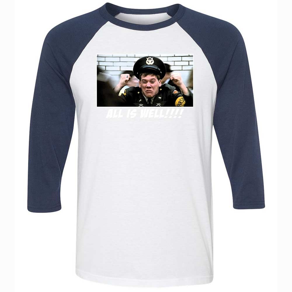 Unisex 3/4 Baseball Tee - ZE9NV7R1 - White/Navy - 8