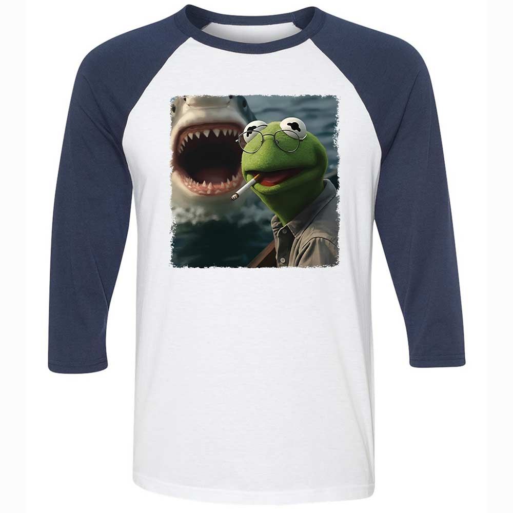 Unisex 3/4 Baseball Tee - 46L221WQ - White/Navy - 8
