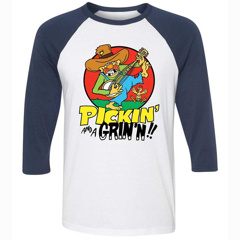 Pickin' and a Grinnin - White/Navy - 8