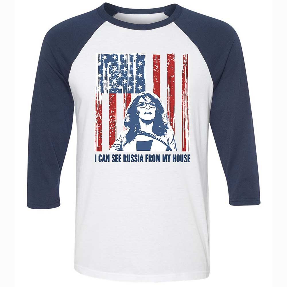 I can see Russia from my house - White/Navy - 8