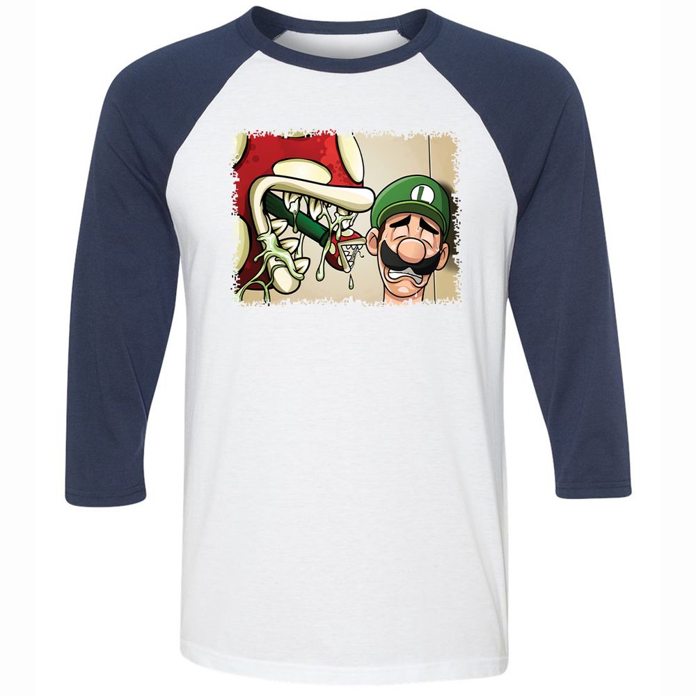 Unisex 3/4 Baseball Tee - NGAELQJF - White/Navy - 8