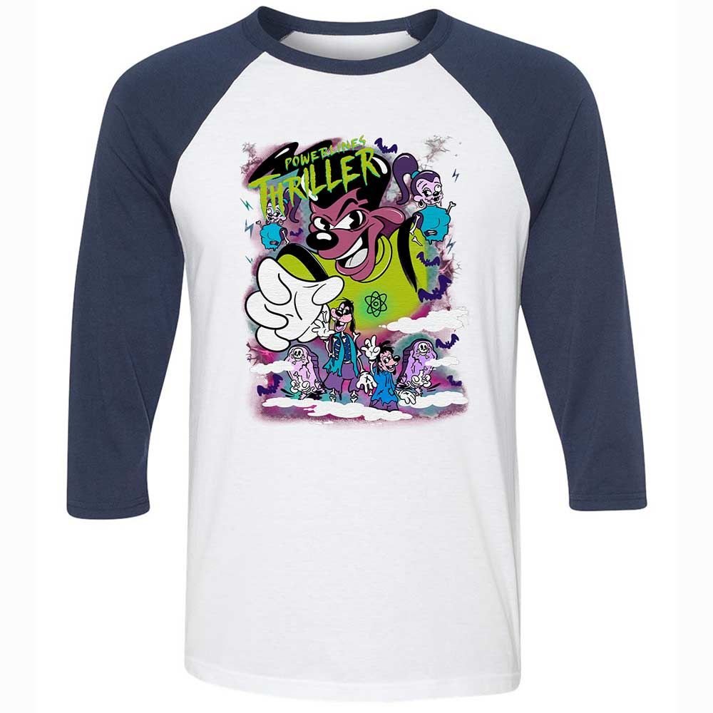 Vintage Pop Cartoon Horror Mashup - White/Navy - 8
