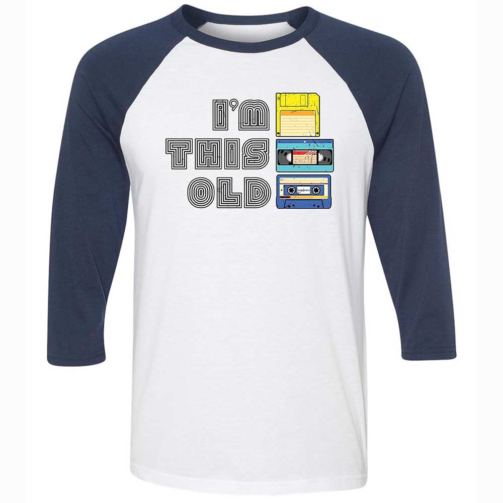 Unisex 3/4 Baseball Tee - Black - White/Navy - 8